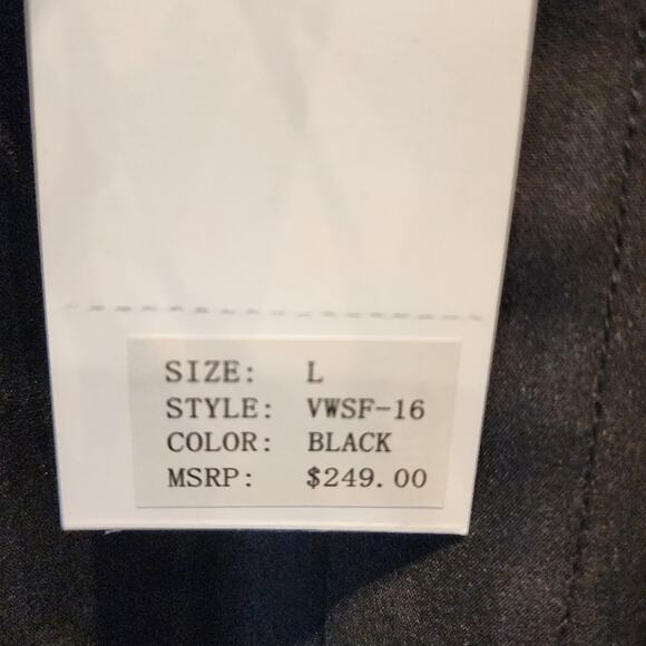 New Black Embroidered Men's Shirt Formal Party Button Up Dress Shirt L - Picture 10 of 10